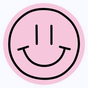 30 STICKERS - 2” ROUND - SMILEY - PINK